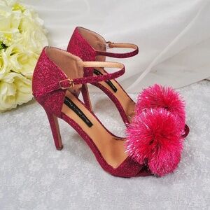 Custom-Made Sparkly Pink Strappy Heels Size 10